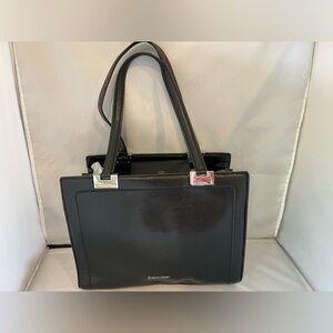 Calvin Klein Black Shoulder Bag with Silver Accents